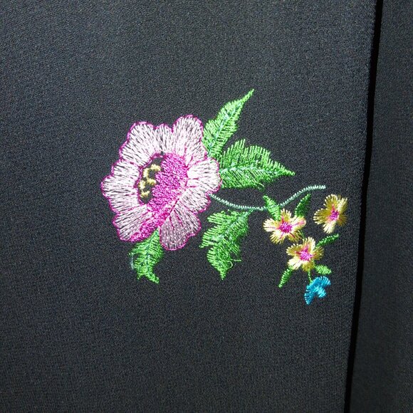 KARIN STEVENS KSL Vintage Black Embroidered Duster, Pants & Top 3 pc Set sz - Picture 7 of 9